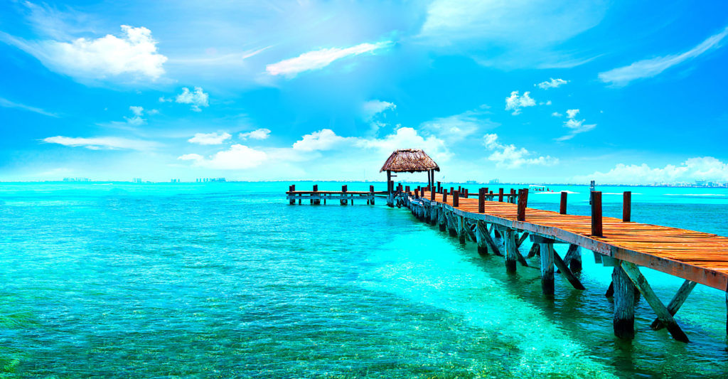 Playa Cancun beach enjoys crystal-clear blue seas all year round. 