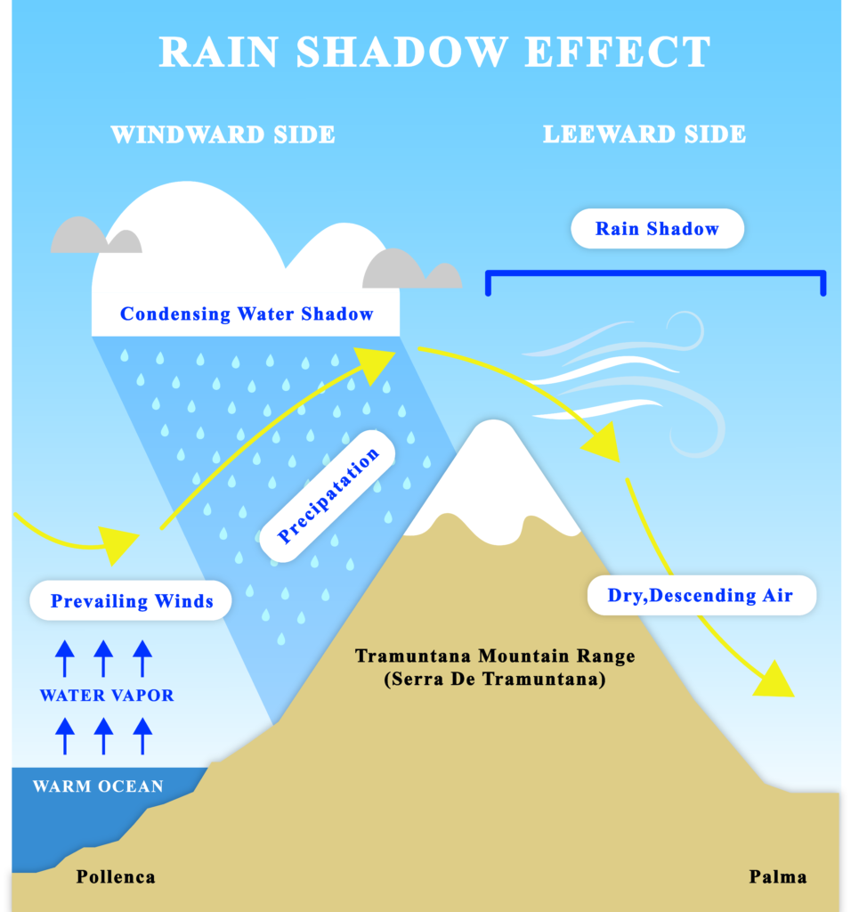 Pollenca & Palma Rain shadow effect